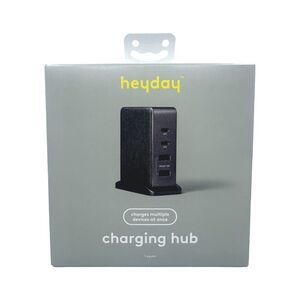 heyday 4 Port Charging Hub Vertical 2C + 2A - Black Saffiano